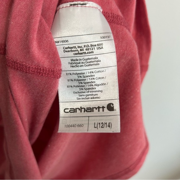 Carhartt Force Girls Pink Quarter Zip Lightweight Sweatshirt Youth Size 12/14 - Picture 4 of 6